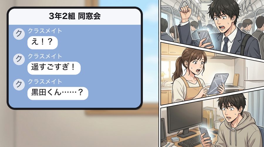 3年2組 同窓会：クラスメイト「え！？」 クラスメイト「遥すごすぎ！」 クラスメイト「黒田くん……？」